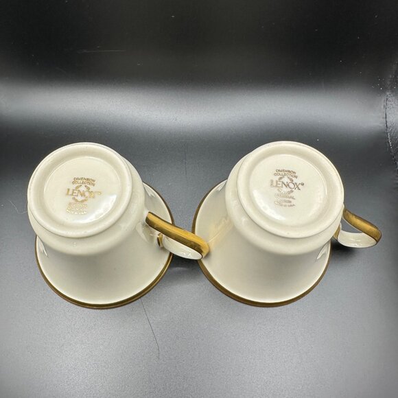 2 Eternal Dimension Collection by Lenox 3” footed cups bone with gold trim - Picture 4 of 7